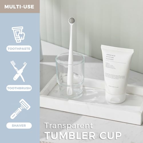 Bathroom Glass Cup, Aomasi Transparent Toothbrush & Toothpaste Holder, Mouthwash Tumbler Cup Drinking Mug Glassware - color: Transparent