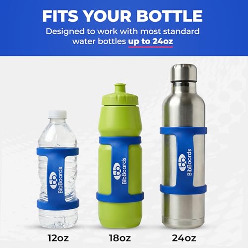 BibBoards Hydro Loop Silicone Water Bottle Band – Hands-Free Carry Strap for Running, Gym & Training | Flexible Water Bottle Holder & Grip Band Fits Most Bottles for Travel & Outdoor Activities - color: Blue