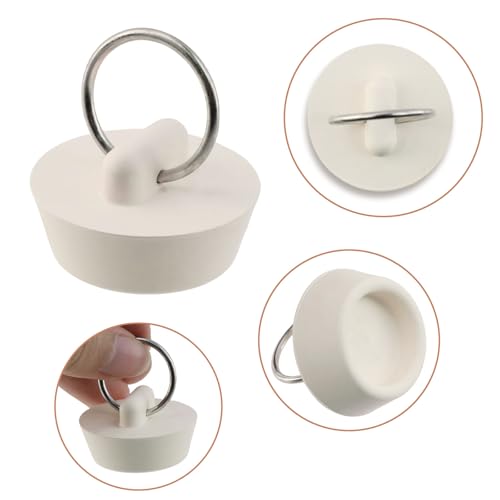 Semetall Drain Stopper 6 Pack 1-1/2" Bath Plugs Rubber White | Sink Plug with Hanging Ring for Bathtub,Bathroom,Kitchen - size: 1-1/2”