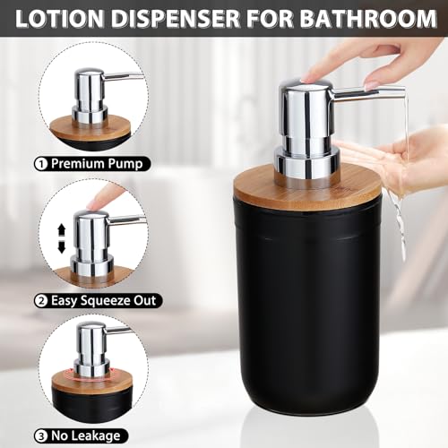 iMucci Bathroom Accessories Set 5Piece Black Bathroom Sets, Toothbrush Holder, Toothbrush Cup, Lotion Soap Dispenser, Soap Dish and Qtip Holder Bathroom Decor - style: Black