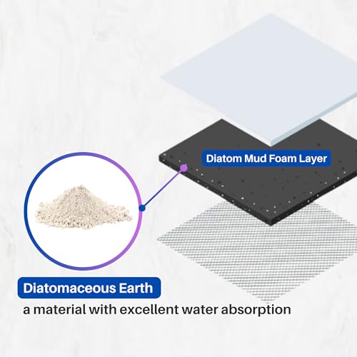 Aureo Super Absorbent Diatomaceous Bath Mat, Quick Dry, Soft Non-Slip Rug for Bathroom, Kitchen, Entryway, Easy Clean, Marble Design, 27.55" x 15.74", Black
