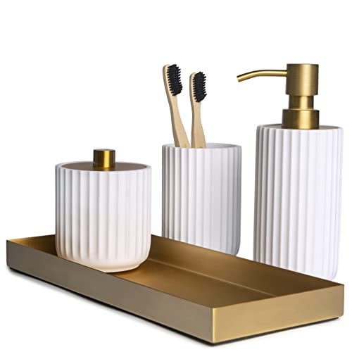Bathroom Accessory Set, Gold Bathroom Accessories, White Bathroom Accessories Sets Complete, Farmhouse Bathroom Decor, Bathroom Soap Dispenser Set, Boho