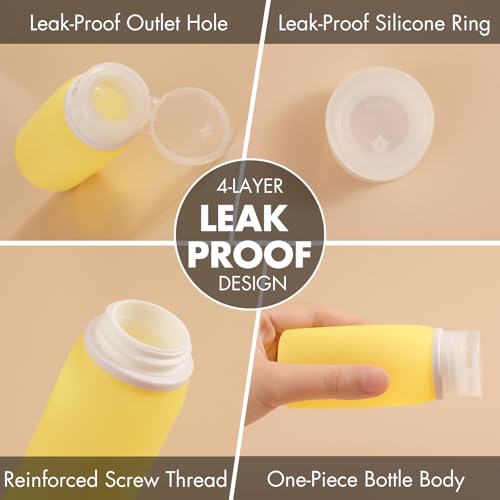 Muslish 21 Pack Leak Proof Silicone Travel Bottles Set, TSA Approved Containers for Toiletries, Travel Size Accessories and Shampoo Conditioner Bottles with Toiletry Bag (BPA Free) - color: Multi-color