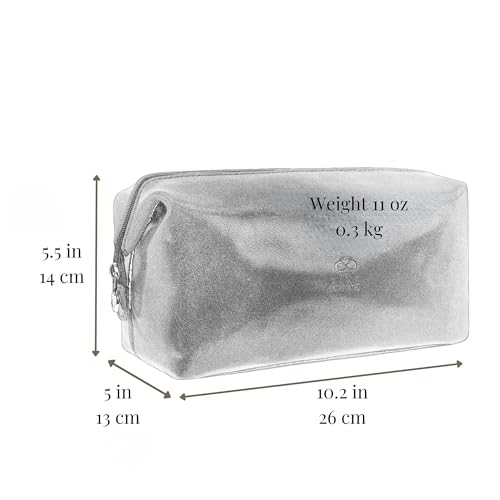 Time Resistance Leather Toiletry Bag - Italian Cosmetic Case Dopp Kit (Brown) - color: Brown