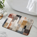 Boho Abstract Beige Brown Grey Bath Rug, Midcentury Art Geometric Floor Mat Non-Slip Microfiber Soft Plush Bathroom Mat Carpets Floor Mat for Bedroom Kitchen Bathroom Toilet 17x29 Inch - color: Beige Brown