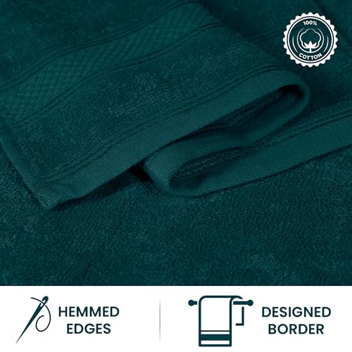 Casa Lino Face Towels & Body Wash Cloths for Showering - 100% Cotton Wash Cloths for Bathroom - Highly Absorbent & Quick Drying Washcloth Set - Cotton Washcloths 24 Pack (12" x 12") - (Teal) - color: Teal