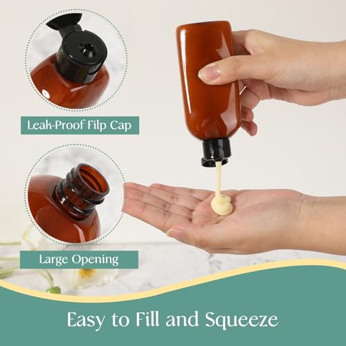 5 Pack Travel Bottles for Toiletries, 3.4oz TSA Approved Travel Size Containers, Leak Proof Refillable Travel Accessories for Shampoo Conditioner, Plastic Travel Bottles with Toiletry Bag and Label. - color: Amber