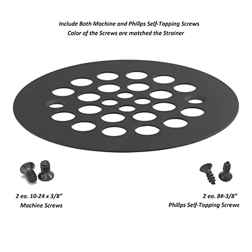 Artiwell 4-1/4“ Shower Strainer Drain Trim Set, Screw-in Shower Strainer Drain Cover, Plastic-Oddities Style Replacement Strainer Grid,Machine & Self-Tapping Screws Included (MATT Black) - color: Matt Black