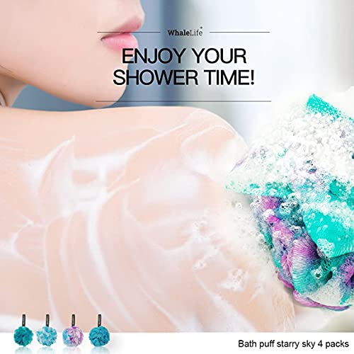 Loofah Sponge Bath Sponge for Women Men 4 Pack (Blue Conbine) - style: Blue Conbine