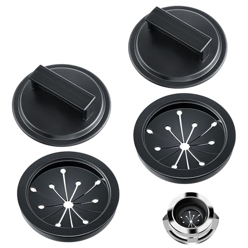 Meonum 4Pcs 3 Inch Garbage Disposal Splash Guards with Round Kitchen Sink Stopper, Universal Rubber Food Waste Disposal Cover, Baffle Accessories and Drain Plugs