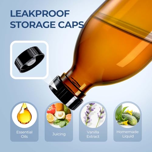 8 oz Glass Pump Bottle, 250ml Small Lotion Dispenser Bottle for Body Massage Oil, Refillable Empty Hand and Dish Soap Dispensers Set with Storage Caps, Labels - Amber & Clear, 2 Pack - color: Clear & Amber