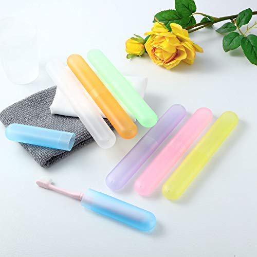 Boao 20 Pcs Travel Toothbrush Case Holder Portable Toothbrush Storage Container Classroom Pencil Case for Kids Assort Color Plastic Toothpaste Cover Protector for Back to School Use (Bright Color) - color: Bright Color