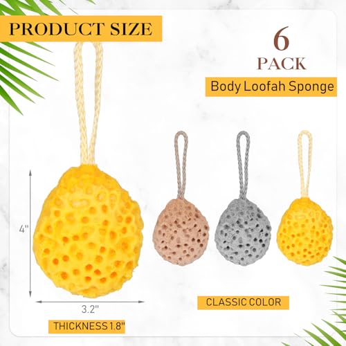 FoldTier 6 Pcs Bath Sponge Deep Cleansing Body Loofah Gentle and Deep Exfoliating Body Scrubber Bath Accessories Men Women Baby Sponge for Bathing Shower (Classic Color) - color: Classic Color