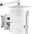 Aolemi Shower Faucet Set Rain Shower System with Handheld Spray Bathroom Shower Combo Rough-in Valve and Shower Trim Kit Included Polish Chrom 10 Inch Wall Mount Shower Head - color: Polish Chrome, size: 10 Inch Wall Mount Shower Head