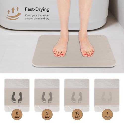 Stone Bath Mat Large, Diatomaceous Earth Shower Mat, Non-Slip Super Absorbent Quick Drying Bathroom Floor Mat, 2 Pack,23.62x15.35, Greyish White - color: Greyish White