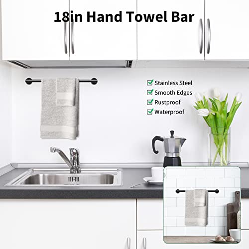 Newfun 10 Pieces Matte Black Bathroom Hardware Set - Includes 24 inch Towel Bar, Robe Hook, Toilet Paper Holder, Stainless Steel Bathroom Accessories Set for Bathroom Wall Mounted - color: Matte Black