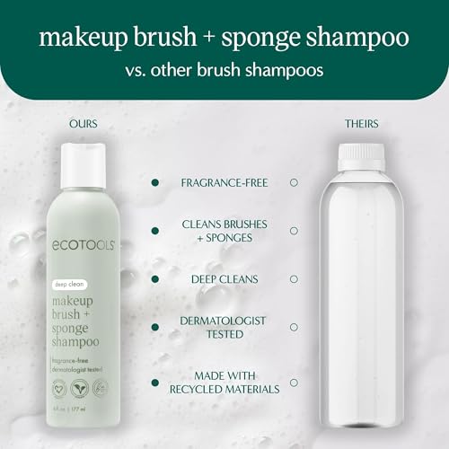 EcoTools Makeup Brush Cleansing Pad + Deep Clean Shampoo Bundle, Brush Cleaner Mat & Makeup Brush Cleanser For Deep Cleaning Tools, Clean Formula, Cruelty-Free, & Vegan, 2-Piece Set
