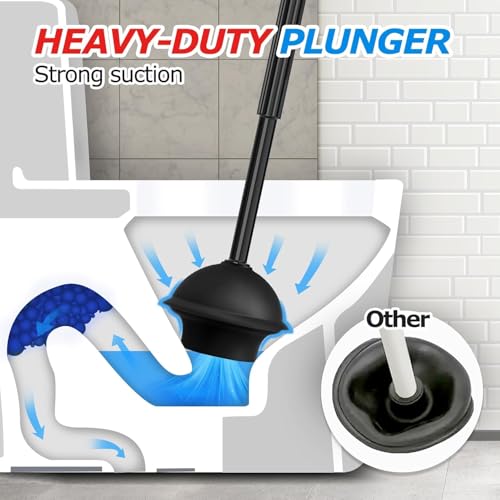 FORASTO 3IN1 Toilet Brush and Plunger Set, Crevice Cleaning Combo, Black | Bathroom accessories, bathroom decor, apartment essentials, home essentials, cleaning supplies, compact floor storage