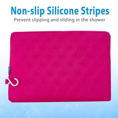AEROiVi Shower Seat Cushion for Shower Chairs, Transfer Benches in Bathtub, Cushion for Sauna, 3D Mesh Pad with Hook, Slip-Resistant, Design for Elderly, Senior, Handicap Disabled - size: Pink