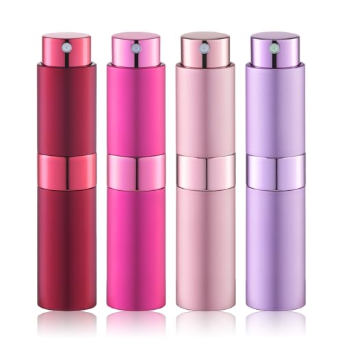 Lulupack Travel Perfume Bottle Refillable - Cologne Spray Atomizer Mini - Small Travel Size Sprayer Empty for Refill Sample Container - Portable Fragrance Decant Dispenser for Men Women 8ml 4PCS Red - color: Red Series