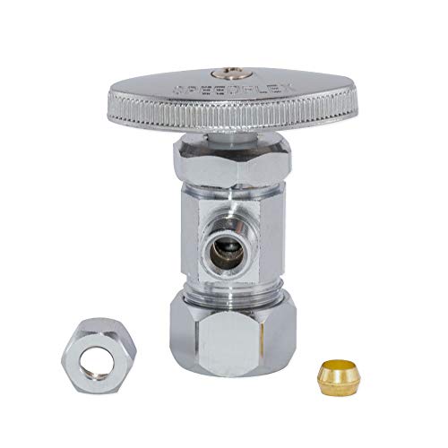 Eastman 5/8 Inch OD Compression x 1/4 Inch OD Compression Multi-Turn Angle Stop Valve, Brass Plumbing Fitting, Chrome, 04344LF (Pack of 2) - size: 1/4 in. OD x 5/8 in. OD (Pack of 2)