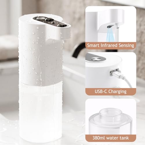 Automatic Soap Dispenser Touchless, Liquid & Foaming Soap Dispensers, USB Rechargeable Smart Hand Soap Dispenser, 3-Level Adjustable, 12.2oz/360ml (2 Pcs Foam Set White) - color: 2 Pcs Foam Set White