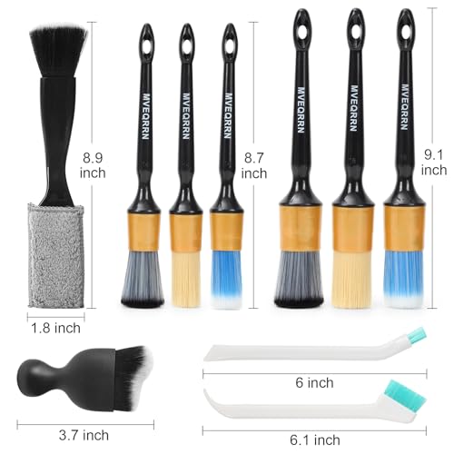 10PCS Car Detailing Brush Set,Boars Hair Car Cleaning Detail Brush kit,Ultra Soft No Scratch Car Dust Brush,Car Interior Detailing Brushes Kit,Detail Brushes Car Detailing for Interior Exterior(gold) - color: 10pcs detail brush gold