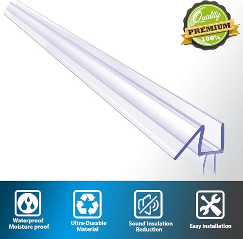 2-Pack Frameless Shower Door Bottom Seal for Glass Doors, Stop Leaks and Create a Water Barrier 39" L for Glass Shower Door Transparentg Seal Strip (1/4" (6mm)) - size: 1/4" (6mm)