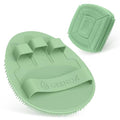 Silicone Bath Glove & Face Scrubber Set 2PCS, 360° Anti-Slip & Hand-fit Body Scrubber for Rich Foaming Deep Cleaning, Unique Facial Scrubber with Side-bristles for Contoured Areas.(Green) - color: Green Set