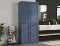 Palace Imports Solid Wood Tall Bathroom Pantry Cabinet with 4 Shaker Doors & Adjustable Shelves, Antique Blue - 100% Eco-Friendly, Renewable, Space-Saving Storage, 71.5" H x 32" W, Made in Brazil - color: Antique Blue