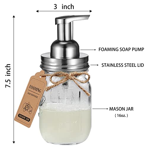 Amolliar Mason Jar Bathroom Accessories Set(4 Pack) - Foaming Soap Dispenser&Qtip Holder &Toothbrush Holder-Rustic Farmhouse Decor Bathroom Organizer Apothecary Jar Country Countertop (Brushed Nickel) - size: Brushed Nickel, style: Wide-mouth