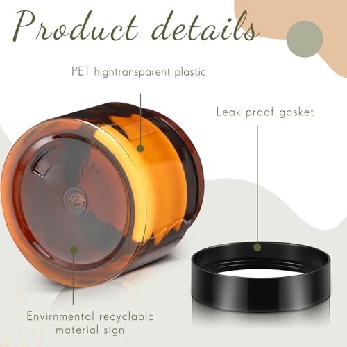Patelai 4 Pieces Round Wide-mouth Leak Proof Plastic Container Jars with Lids for Travel Storage Makeup Beauty Products Face Creams Oils Salves Ointments DIY Making(2 Ounce,Amber) - color: Amber, size: 2 Ounce