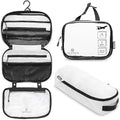Toiletry Bag Kit 3 Piece Set: Hanging Travel Toiletry Bag + 311 TSA Cosmetic Liquid Bag + Accessory Organizer Pouch - color: White Ripstop