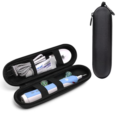 Nincha Compact Electric Toothbrush Travel Case, EVA Protective Storage Bag for Philips Sonicare/Oral-B, Waterproof Portable Carrying Case with Mesh Pocket & Elastic Bands (Black) - color: Black