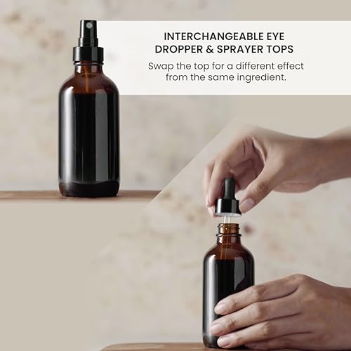 A Bar Above Cocktail Atomizer Spray Bottles and Dropper Set, Small Spray Bottle Set for Your Bar, Versatile Atomizer Glass Bottles, Small Bitters Bottle, Mini Bottles, Amber, 4 Ounces - color: Brown, size: 4oz