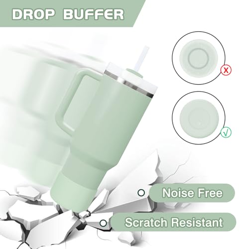 WUQID Silicone Boot Sleeve Compatible with Hydro Flask Travel Tumbler with Handle 32oz&40oz and 12-24oz Hydroflask Bottle & Stanley 20 30 40oz Tumbler, Fit 2.83-2.95in Bottom, Anti-Slip Bottle Cover - color: Mist