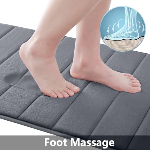 Buganda Memory Foam Bath Mat, 35.4" x 24", Ultra Soft Bathroom Rugs, Water Absorbent and Machine Washable Bath Rug Runner for Bathroom, Shower, and Tub, Dark Grey - color: Dark Grey, size: 35.4" X 24"