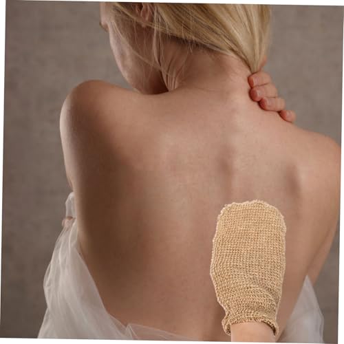 Ipetboom 2pcs Natural Sisal Back Scrubber and Bath Rub Glove Set Exfoliating Mitt for Shower and Bath Deep Cleaning Glove and Strap