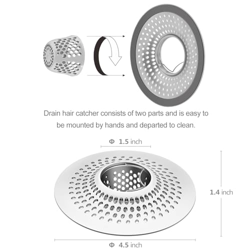 LEKEYE Shower Drain Hair Catcher/Bathroom Drain Cover/Bathtub Drain Strainer/Shower Stall Drain Protector(Pearl Chrome) - color: Pearl Chrome