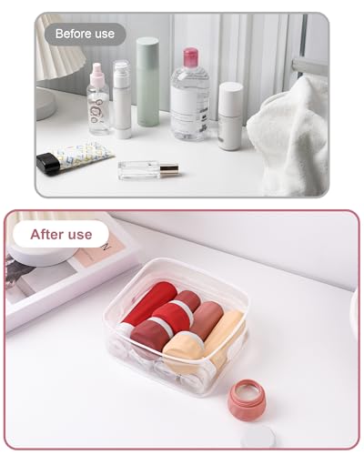 Mrsdry Travel Size Toiletries 8 Pack, TSA Approved 3oz/1oz Silicone Refillable Containers with Clear Travel Bag - color: Cherry Red, size: 3oz bottle 1oz jar