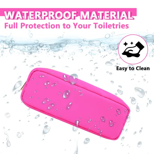 Small Pencil Case Makeup Bag for Purse, Cute Pencil Pouch Preppy Nylon Makeup Brush Bag with Zipper , Girls Portable Stationery Storage Case Small Pen Bag for Office School College(Slim-Bubblegum) - color: Bubblegum, size: Slim