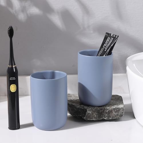 Toothbrush Holders for Bathrooms - 2 Cups Ceramic Toothbrush Toothpaste Holders Set, Blue Bathroom Tumbler Cups Reusable Toothbrush Mouthwash Cup, Bathroom Counter Organizer. - color: Blue, size: 2pcs