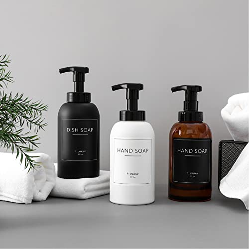 Foaming Hand Soap Dispenser Glass Jar Foam Dish Soap Dispenser for Bathroom and Kitchen Sink, Liquid Pump Bottle for Shampoo, Body Wash, Amber, 2 Pack - color: Amber