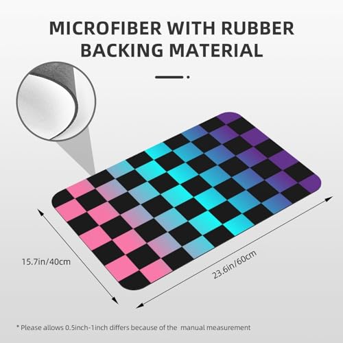 Black and Colorful Checkered Bath Mat Rugs 15.7x23.6 in, Diatomaceous Earth Bathroom Rug Fit Under Door Rubber Non-Slip Absorbent Bathroom Mat for Bathroom Kitchen Floor, Tub and Shower Sink - color: Checkered #03