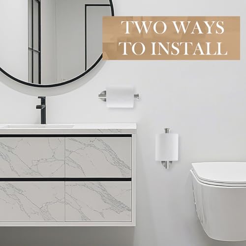 Toilet Paper Holder Wall Mount - Brushed Nickel | Stainless Steel Bathroom Toilet Paper Holder, Toilet Paper Roll Holder for Bathroom, Kitchen, Washroom