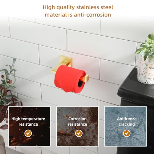 KOKOSIRI Toilet Paper Holder Gold Tissue Paper Dispenser for Kitchen Bathroom Washroom Toilet Roll Holder Stainless Steel, Wall Mounted B2006BG - color: Gold