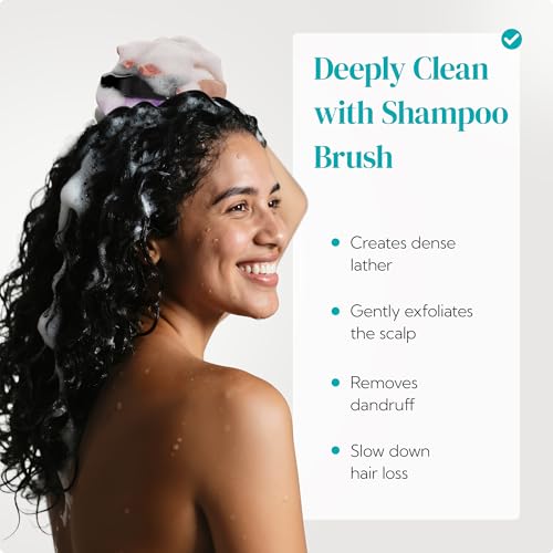 HEETA Hair Scalp Massager Shampoo Brush 2 Pack, Soft Silicone Bristles to Remove Dandruff, Waterproof Hair Scrubber for Both Wet Dry Use, Suitable for Men & Women (Turquoise & Purple) - color: 01- Turquoise & Purple
