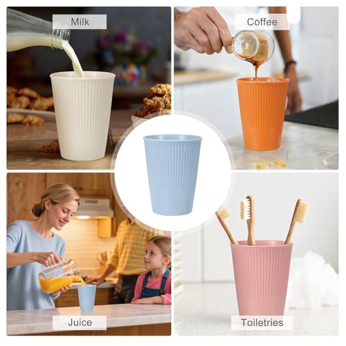 uxcell 4 Pcs Simple Toothbrush Cup, 3.3 x 3.3 x 4.2 Dishwasher Safe Bathroom Tumbler Reusable Plastic Cup Set for Storing Toothpaste Combs, Light Blue - color: Light Blue
