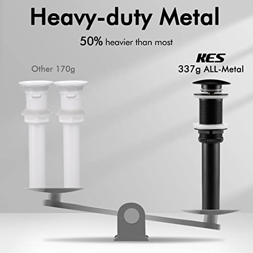 KES Bathroom Sink Drain Without Overflow Vessel Sink Lavatory Vanity Pop Up Drain Stopper Matte Black for 1.6"-1.9" Sink Hole, All Metal Rustproof Brass and 304 Stainless Steel, S2008D-BK - color: Matte Black, style: NO Overflow, 1 Pack