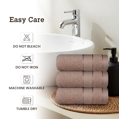 Casa Lino Face Towels & Body Wash Cloths for Showering - 100% Cotton Wash Cloths for Bathroom - Highly Absorbent & Quick Drying Washcloth Set - Cotton Washcloths 24 Pack (12" x 12") - (Brown) - color: Coffee